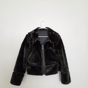 Pasha & Jo Reversible Faux Leather/Fur Moto Jacket Size Medium